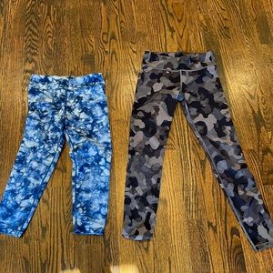 2 Athleta girl leggings tie die and camo